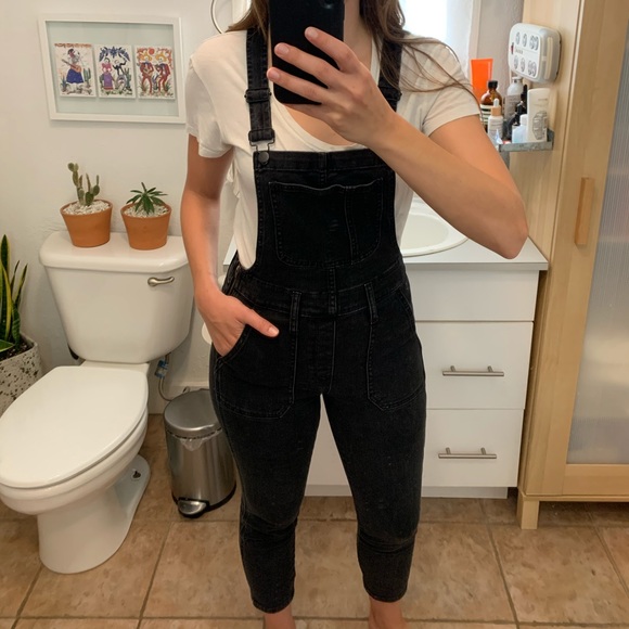 skinny overalls in lunar wash